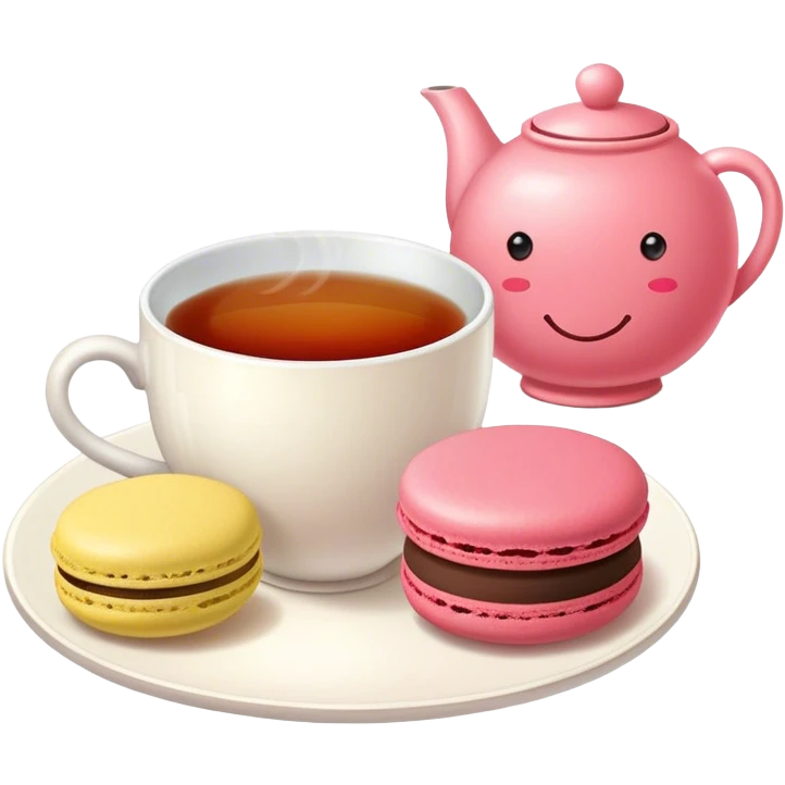 cup of tea next to a macaron with the following text "gossip time" emoji