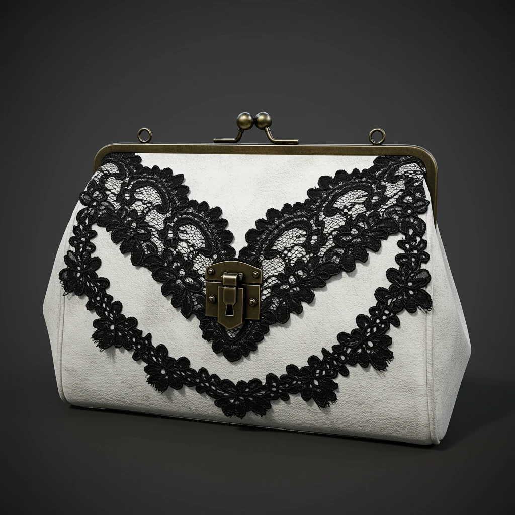 Back white gothic purse without background emoji