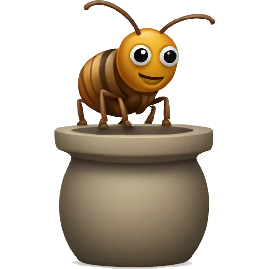 A cute bug using a pottery wheel emoji
