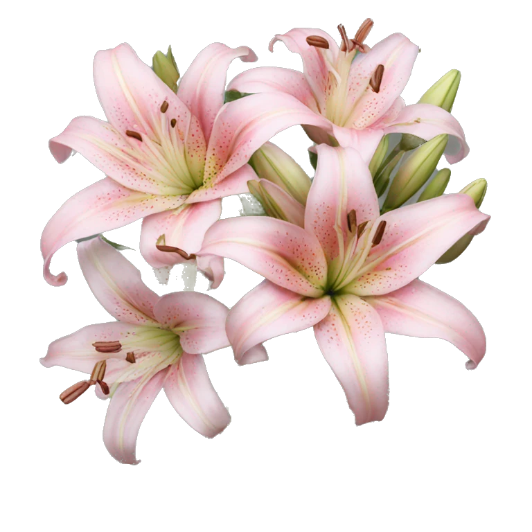 Flower Bouquet of pastel pink lilies realistic emoji