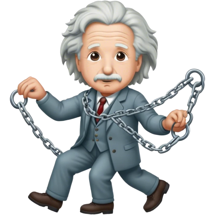 Albert einstein pulling on a chain emoji