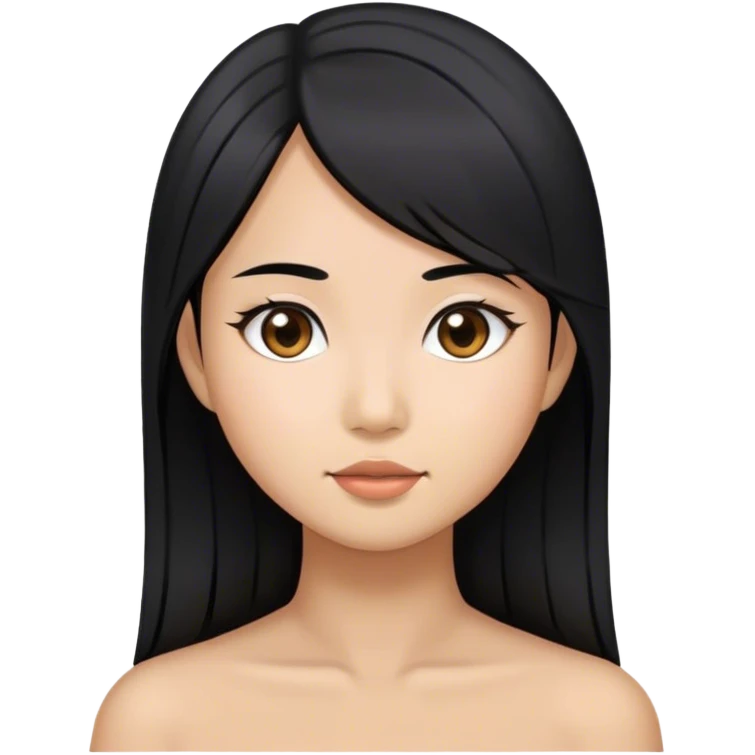an asian girl with straight black hair, slight waves  emoji