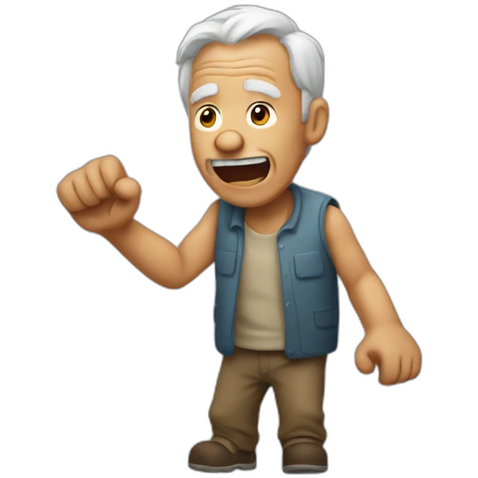 old man yelling with his arm up emoji