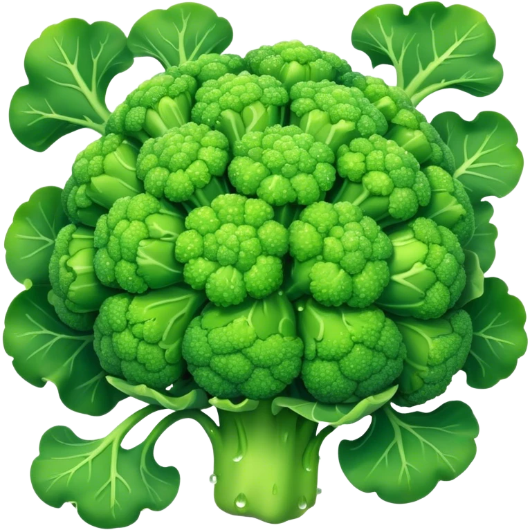 Cinematic lush green broccoli, detailed florets glistening with dewdrops, ultra-fresh and vibrant, soft glowing background, healthy and delicious. emoji