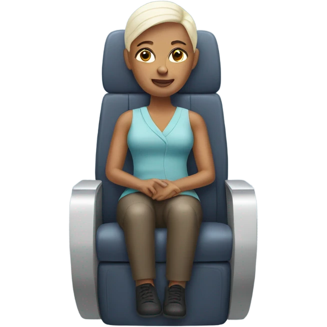 Bald woman on plane emoji