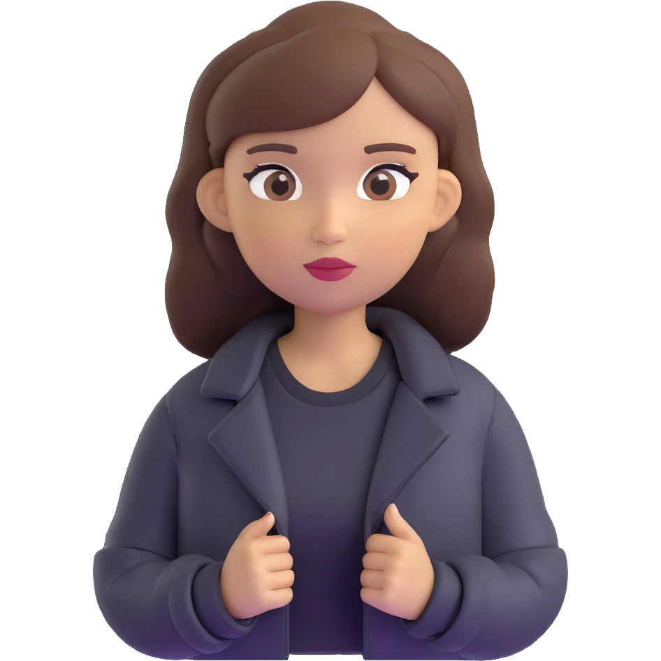 Light-skinned girl with brown hair wearing black jacket emoji