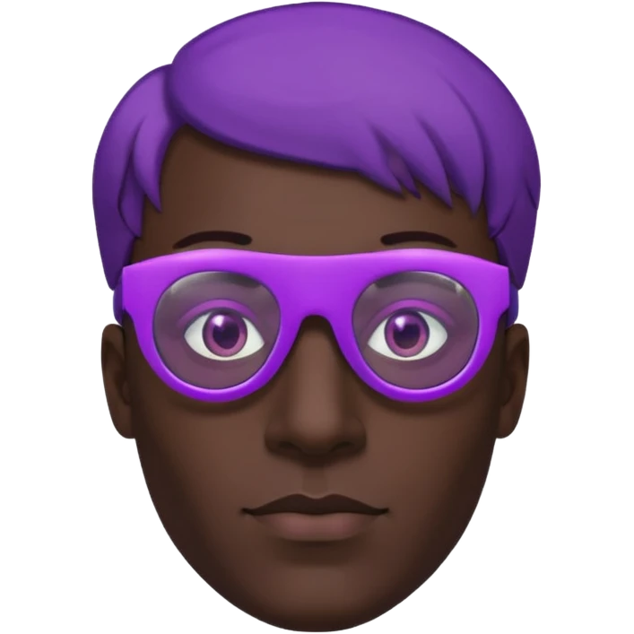 Cyberpunk man head 3d puruple cyber-glasses half rotate face 3d emoji