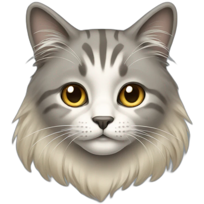 cat with grey and beige face long hair emoji