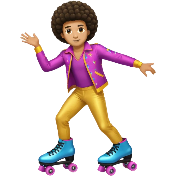 man afro hair disco clothe and roller skate emoji