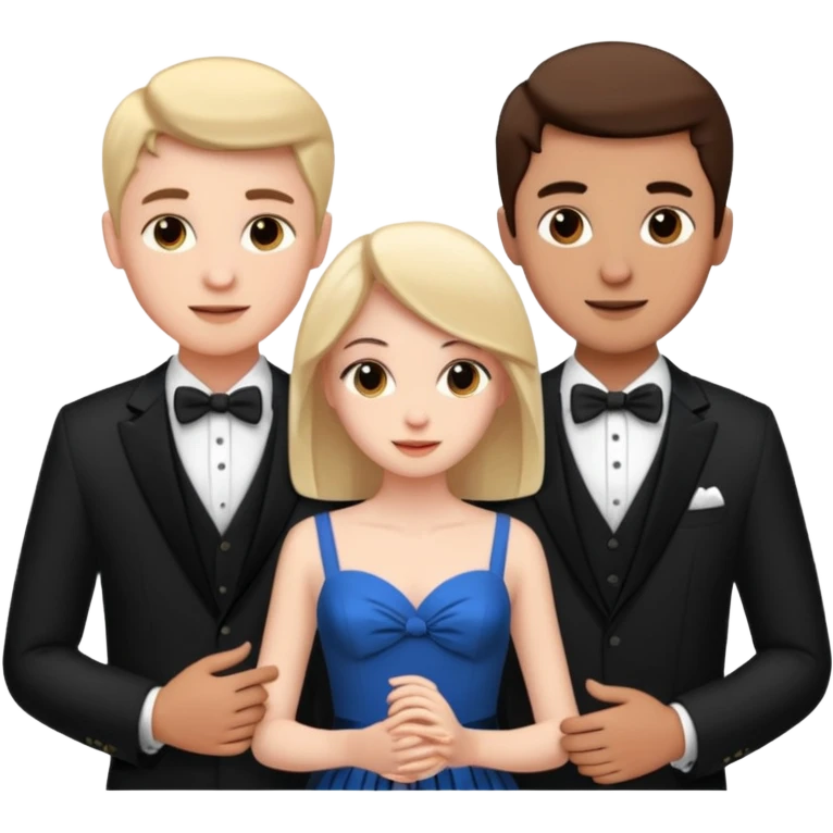 three people: two guys, one girl

they're in love, they're dressed emoji