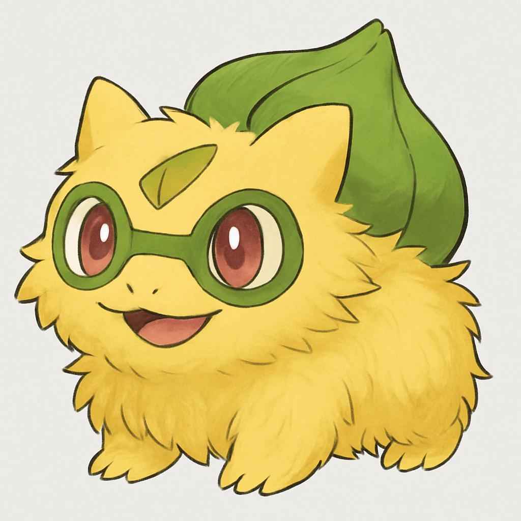 fluffy yellow creature with a leaf on its head emoji