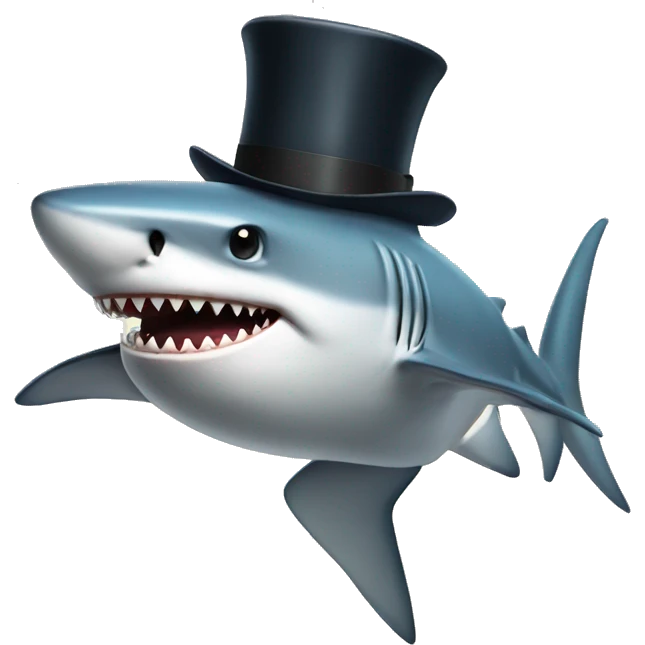 shark with tophat emoji