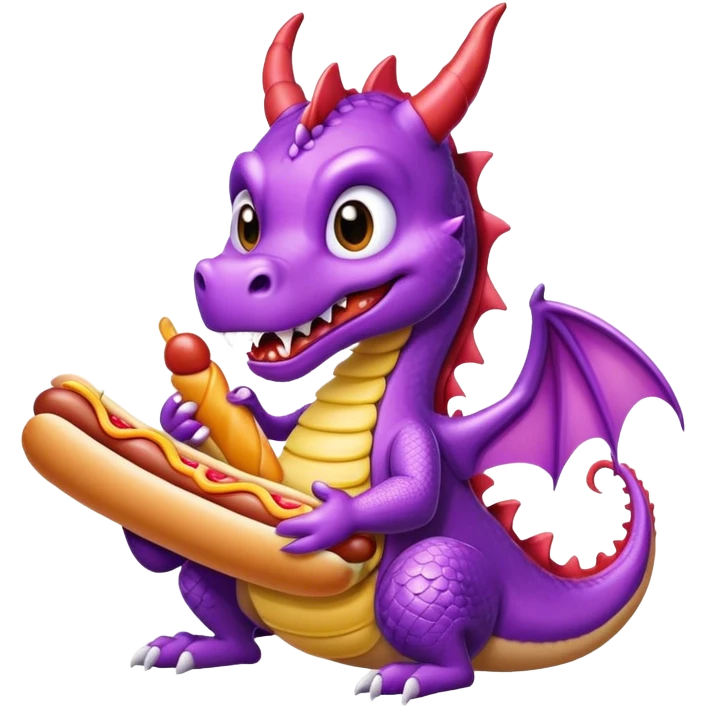 purple dragon eating a hotdog emoji