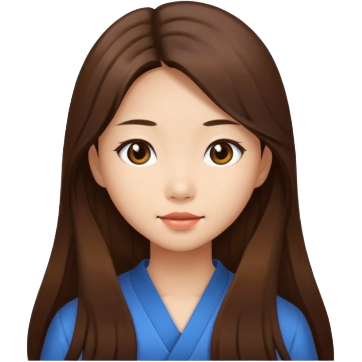 brown long hair, Asian girl, beauty emoji
