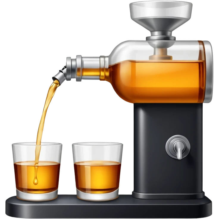 Envasado de botella de licor con boquilla de la maquina para llenado y sin logo en la botella emoji