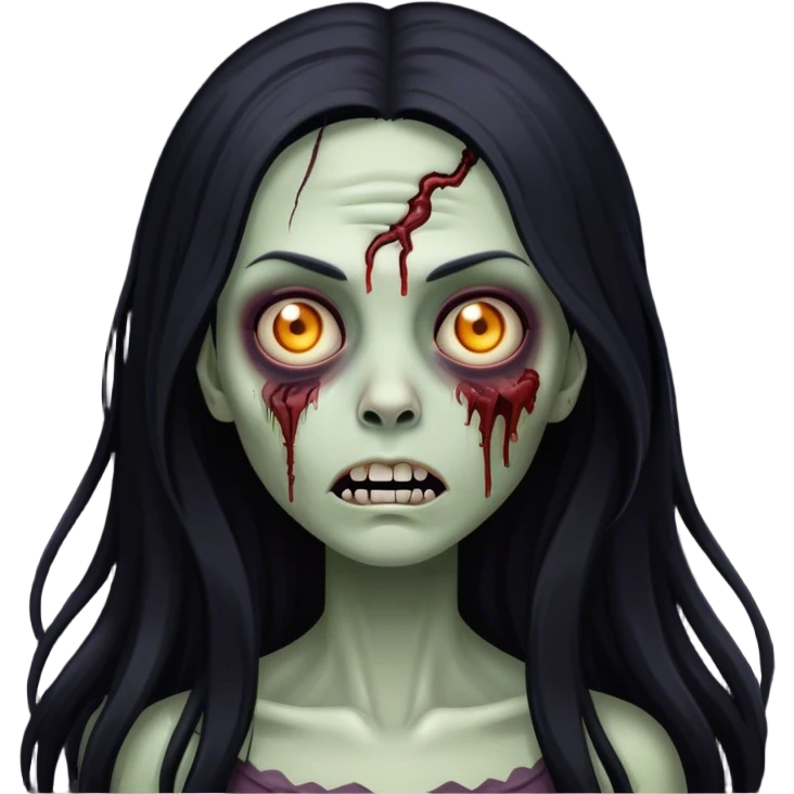 mulher zumbi com cabelo preto longo  emoji