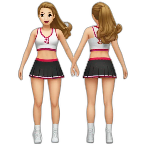 Back view Full body curvy beauty cheerleader short skirt skirt dancing emoji