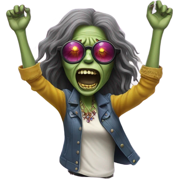  janis joplin zombie  dancing with circle glasses emoji