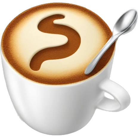 A cup of coffee with foam and a spoon emoji