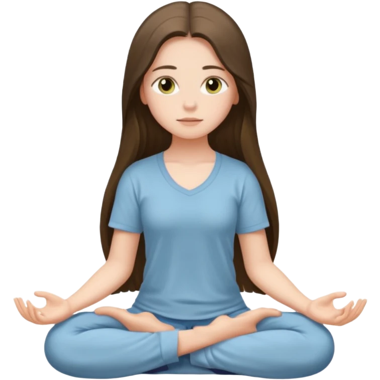 pretty white brunette teen long hair with hazel eyes meditating emoji