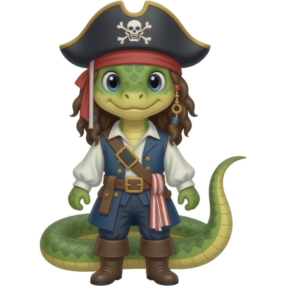 a snake in a Jack Sparrow costume emoji