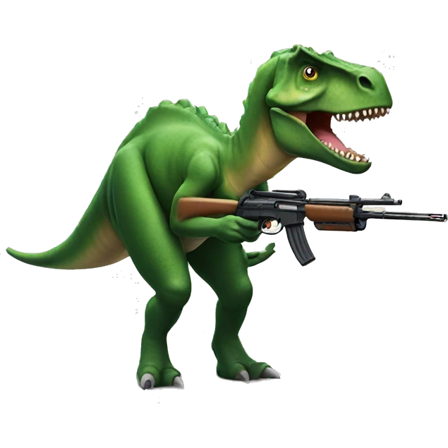 dinosaur with a gun emoji