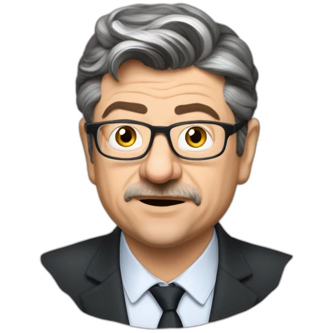 Mélenchon avec bulle de BD "La République, c'est moi !" emoji