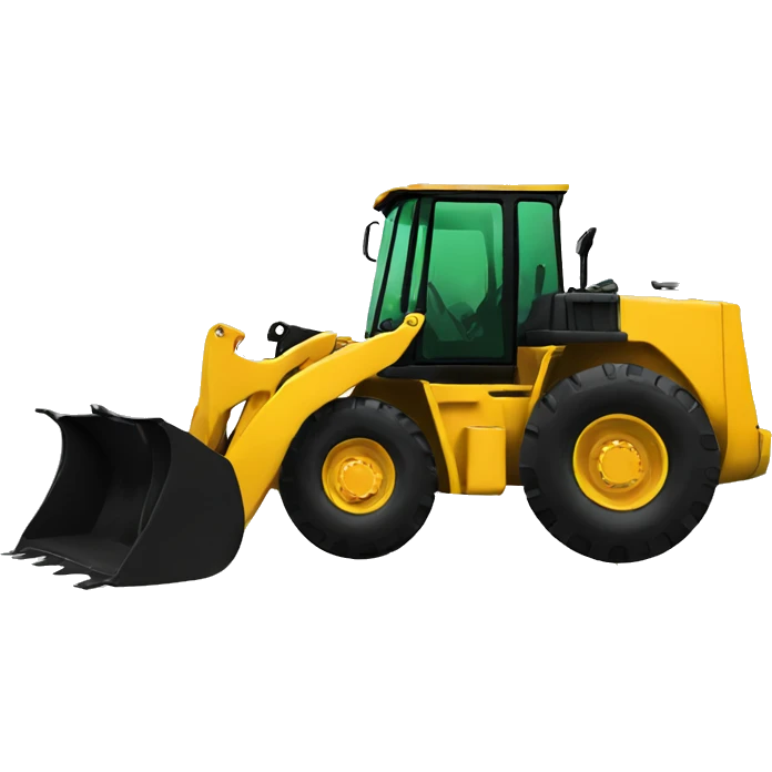 Create a Wheelloader with  green maple leaf in the background emoji