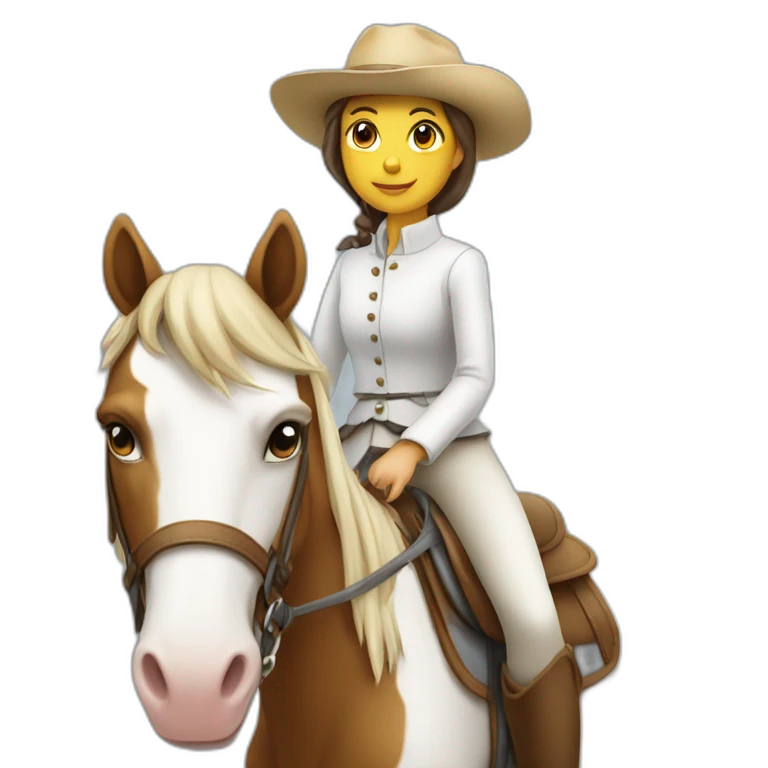 Fille sur une cheval blanc emoji