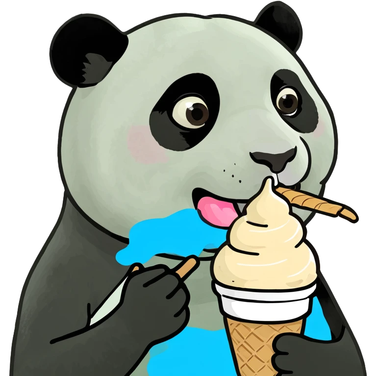Panda eating ice cream emoji