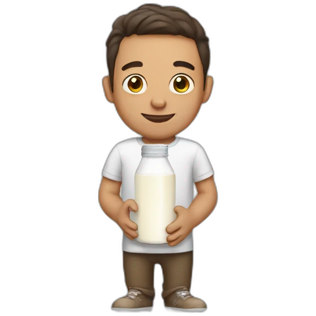 a guy with some milk emoji
