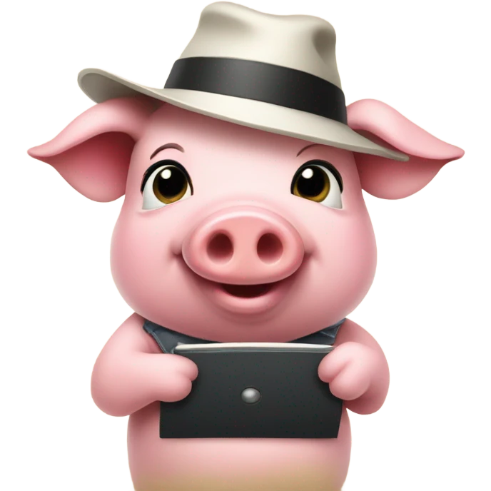 Pig dressed as a news reporter  emoji