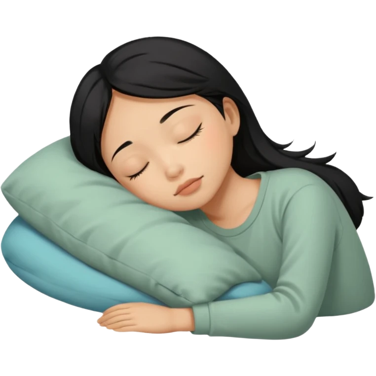 Black haired, tan-skinned Asian girl sleeping alone  emoji