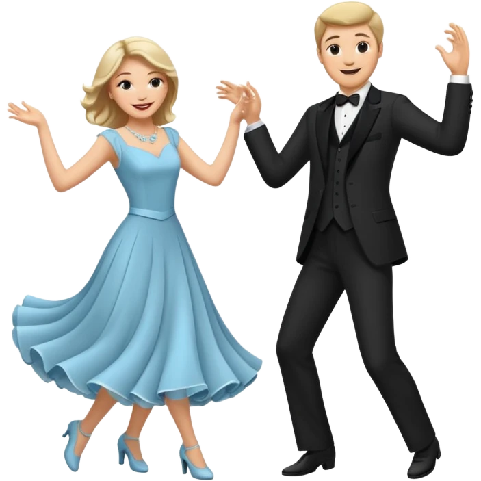 White Man and white woman dancing white emoji