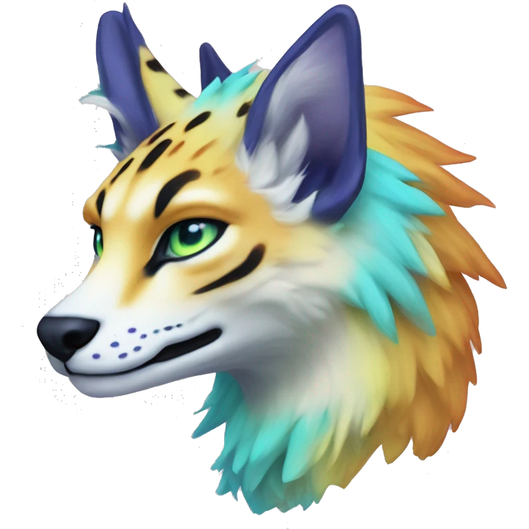Epic Edgy Colorful ethereal eldritch Sergal-Serval-Fionbri emoji