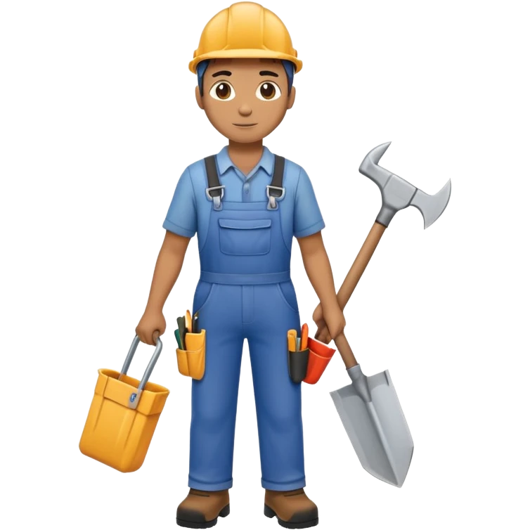 full body labour worker carrying tools emoji