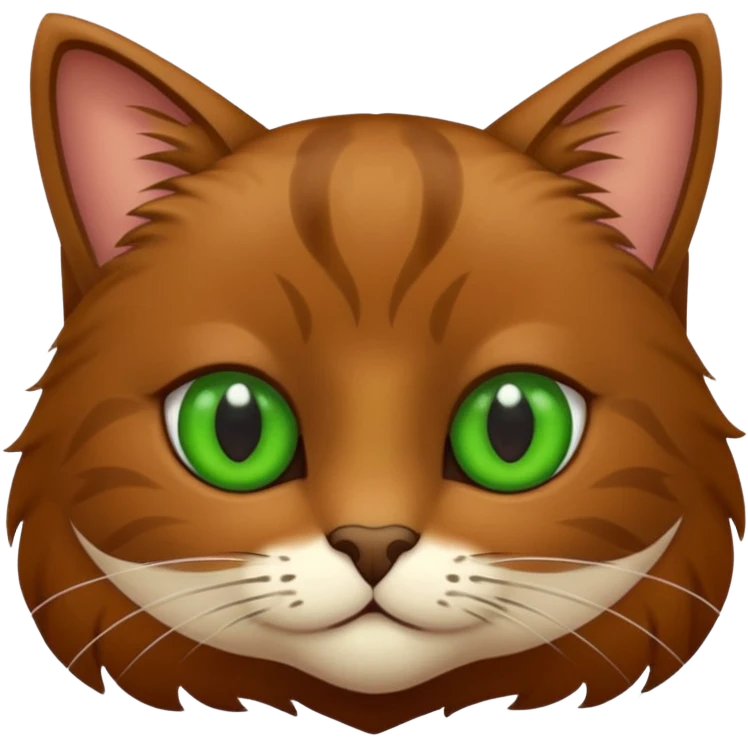 eine braune flauschige niedliche katze mit grünen augen (nicht leuch sondern matt) emoji