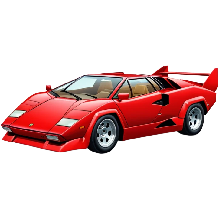Red Lamborghini Countach sports car, iconic 80s supercar with angular design and scissor doors emoji
