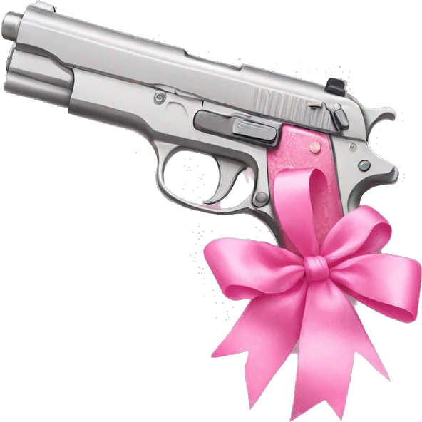 pink pistol with a pink ribbon emoji
