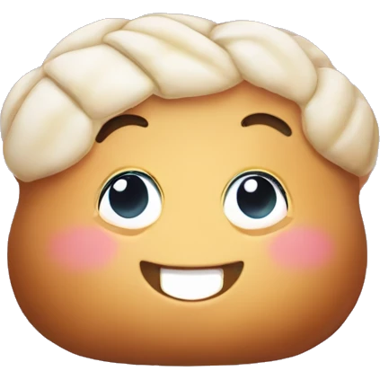 Baby Challah bread that smiles with cute twinkly eyes emoji