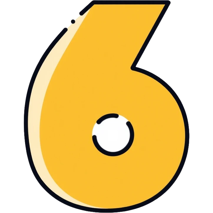 Number 6 on a yellow volumetric background emoji