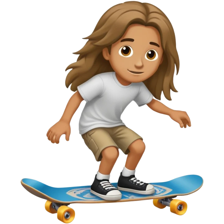 a boy with long hair and skateboard  emoji