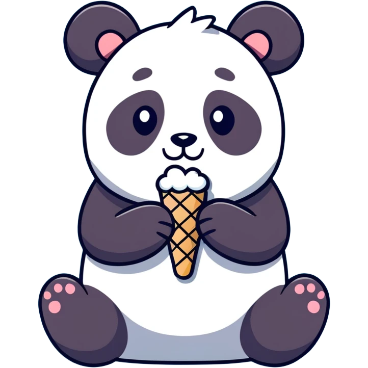 Panda eating ice cream emoji