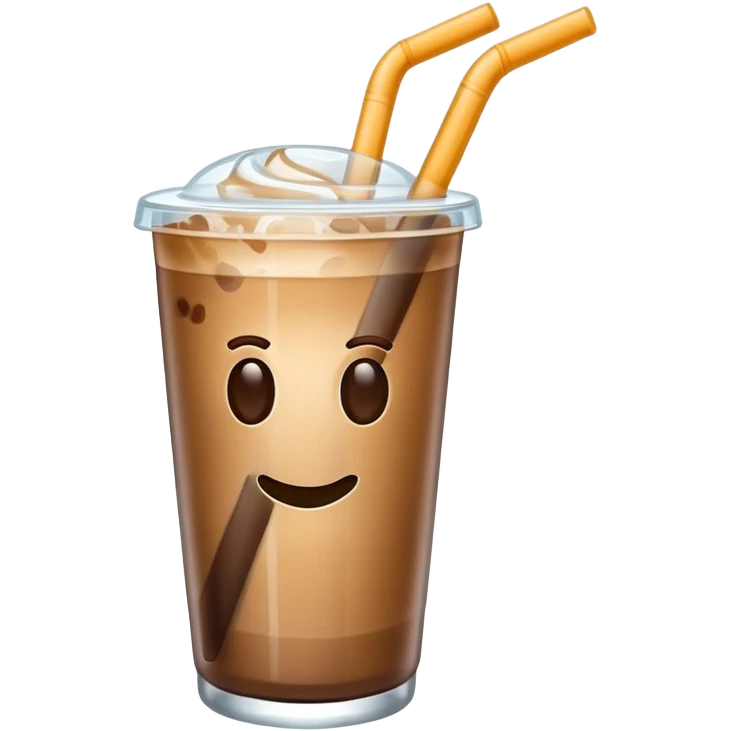 Iced coffee with a hockey stick as a straw  emoji