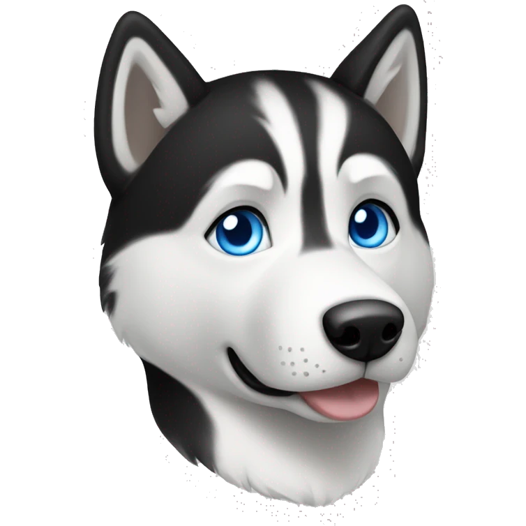 Short haired husky, black and white with blue eyes emoji