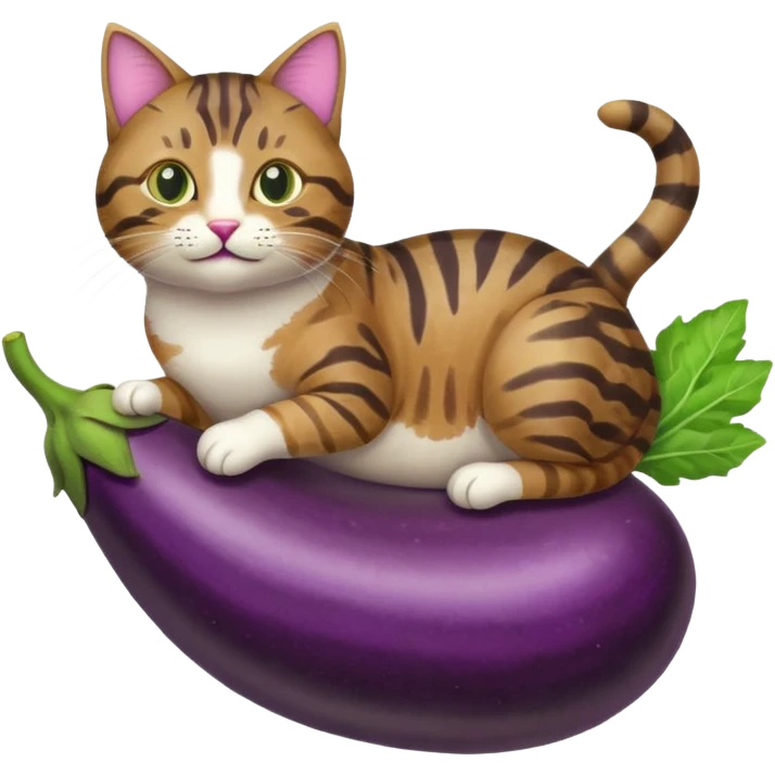cat riding an eggplant emoji