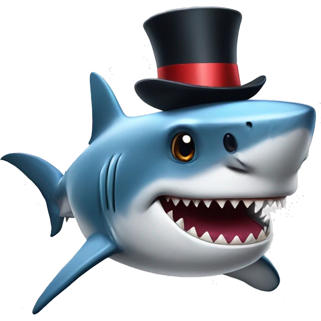 Shark with a top hat emoji