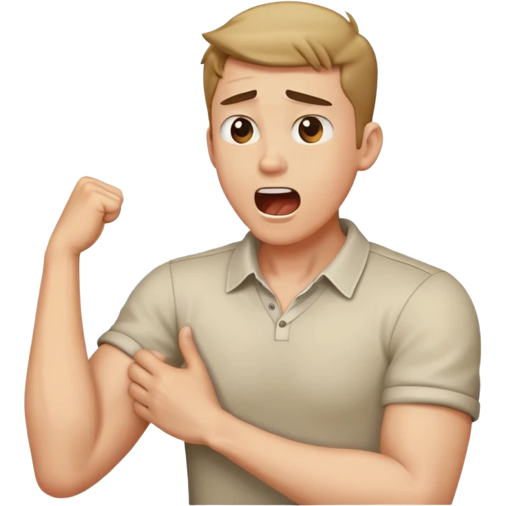 Arms crossed holding neck yelling guy emoji