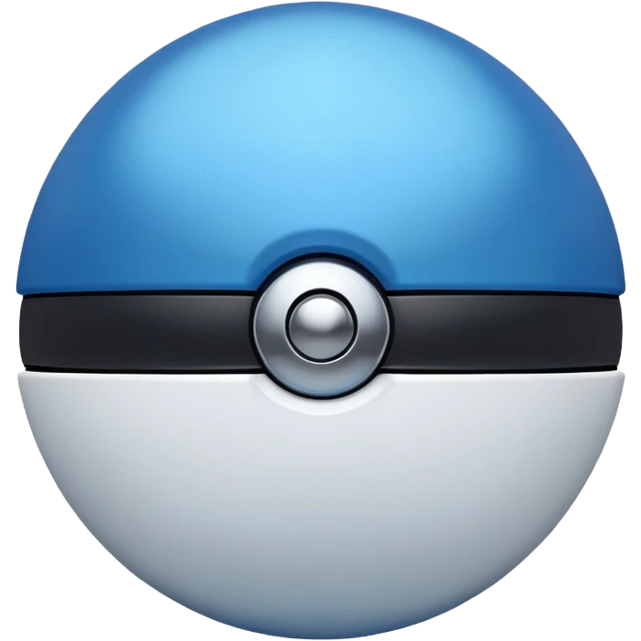 blue pokeball emoji, top half is a more saturated blue, bottom half is white, black stripe, with a metallic sheen emoji