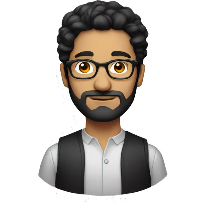 Middle Eastern man, black hair, modern dress, wearing glasses emoji